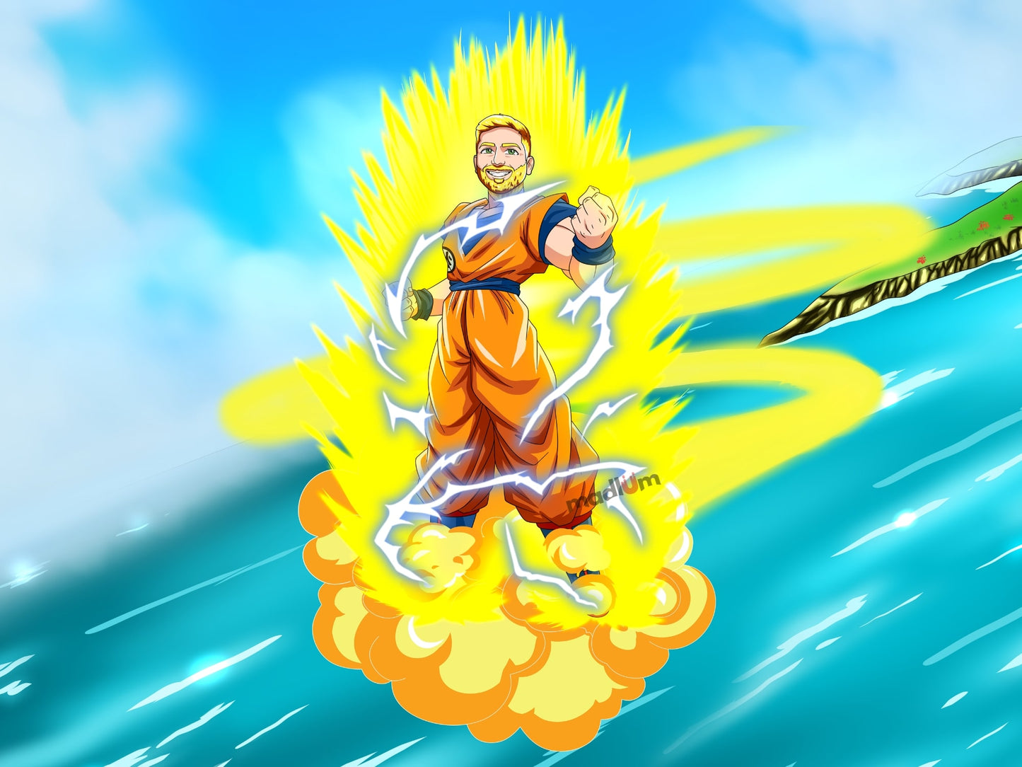 Aangepast Portret Wordt Super Saiyan