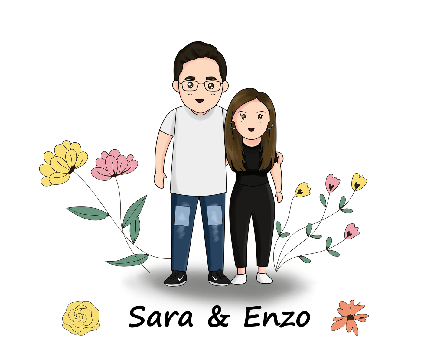 Aangepaste illustratie familieportret