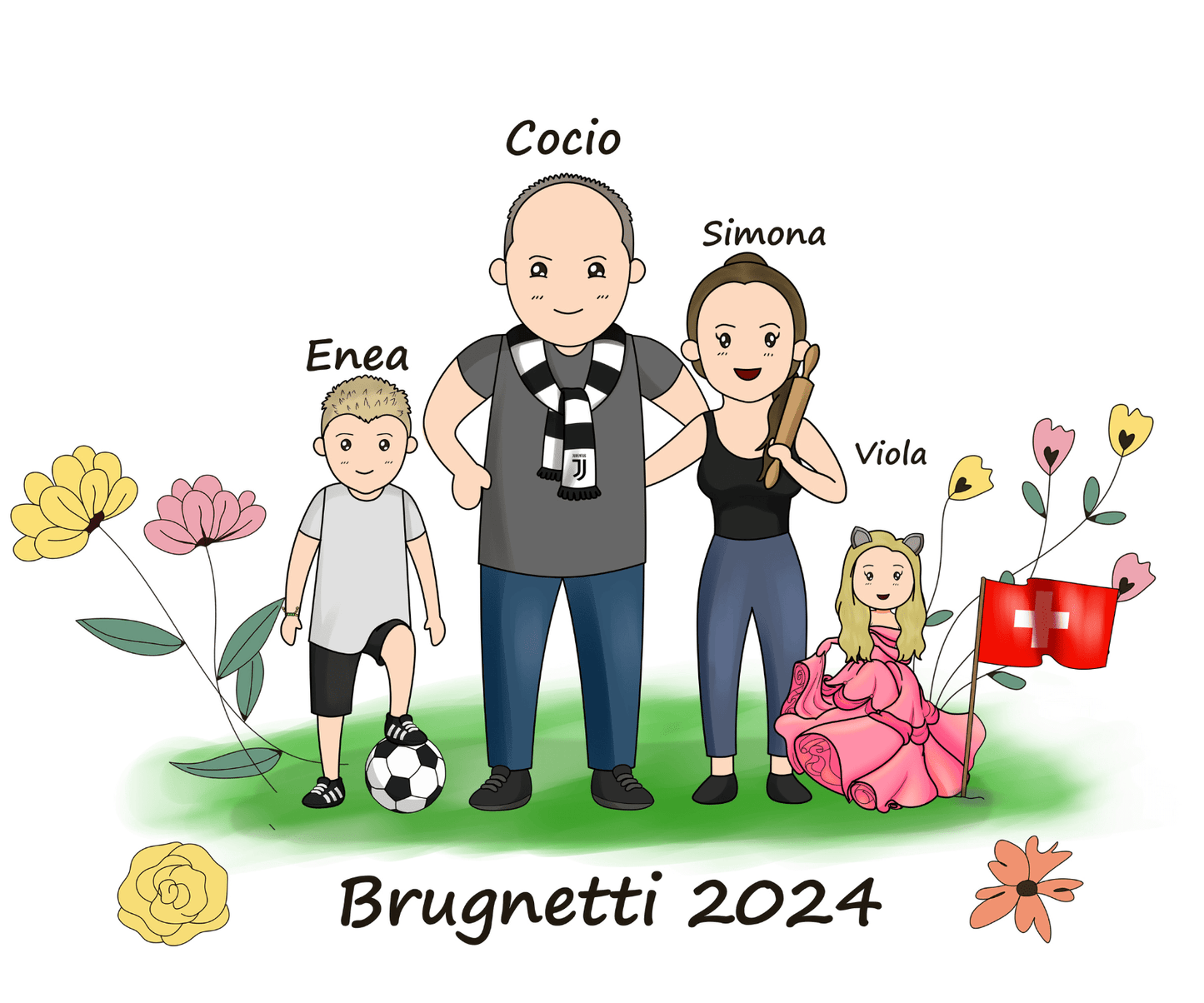 Aangepaste illustratie familieportret