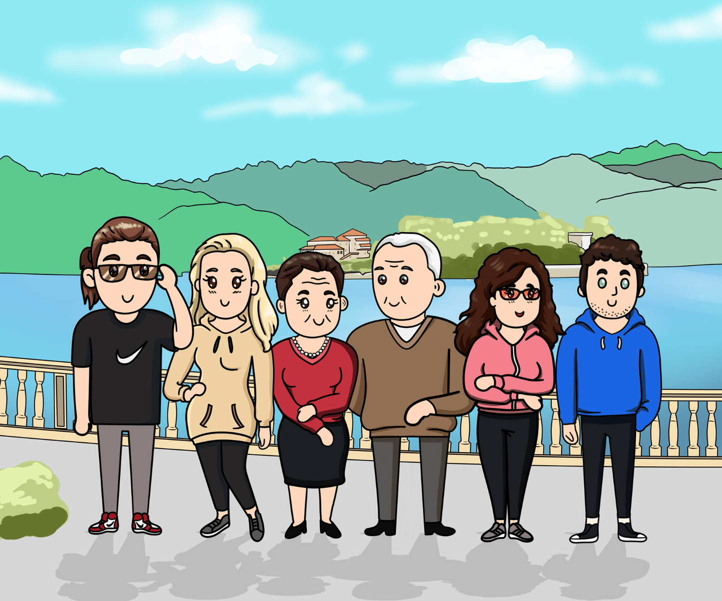 Aangepaste illustratie familieportret