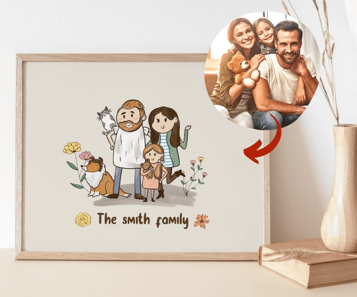Aangepaste illustratie familieportret