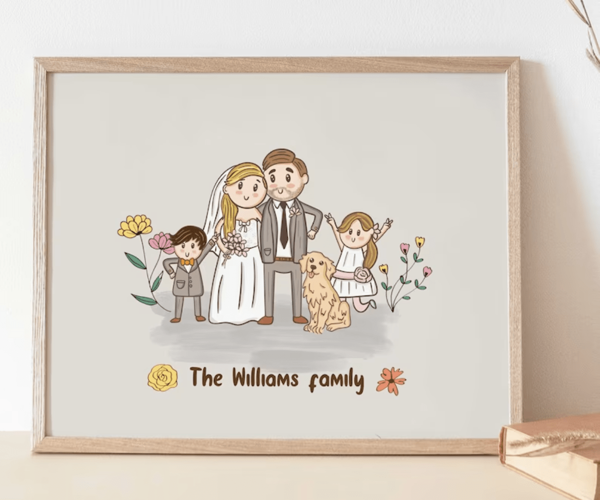 Aangepaste illustratie familieportret