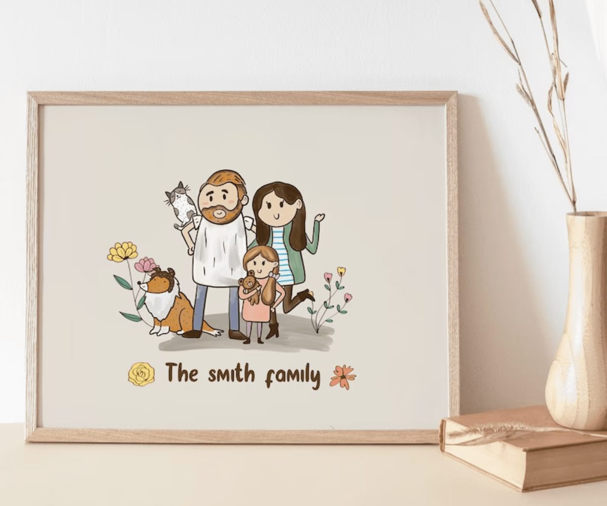 Aangepaste illustratie familieportret