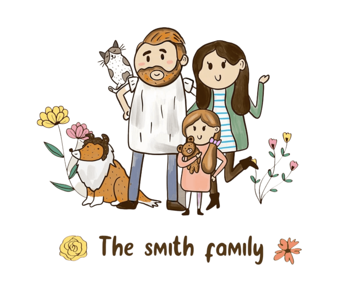 Aangepaste illustratie familieportret