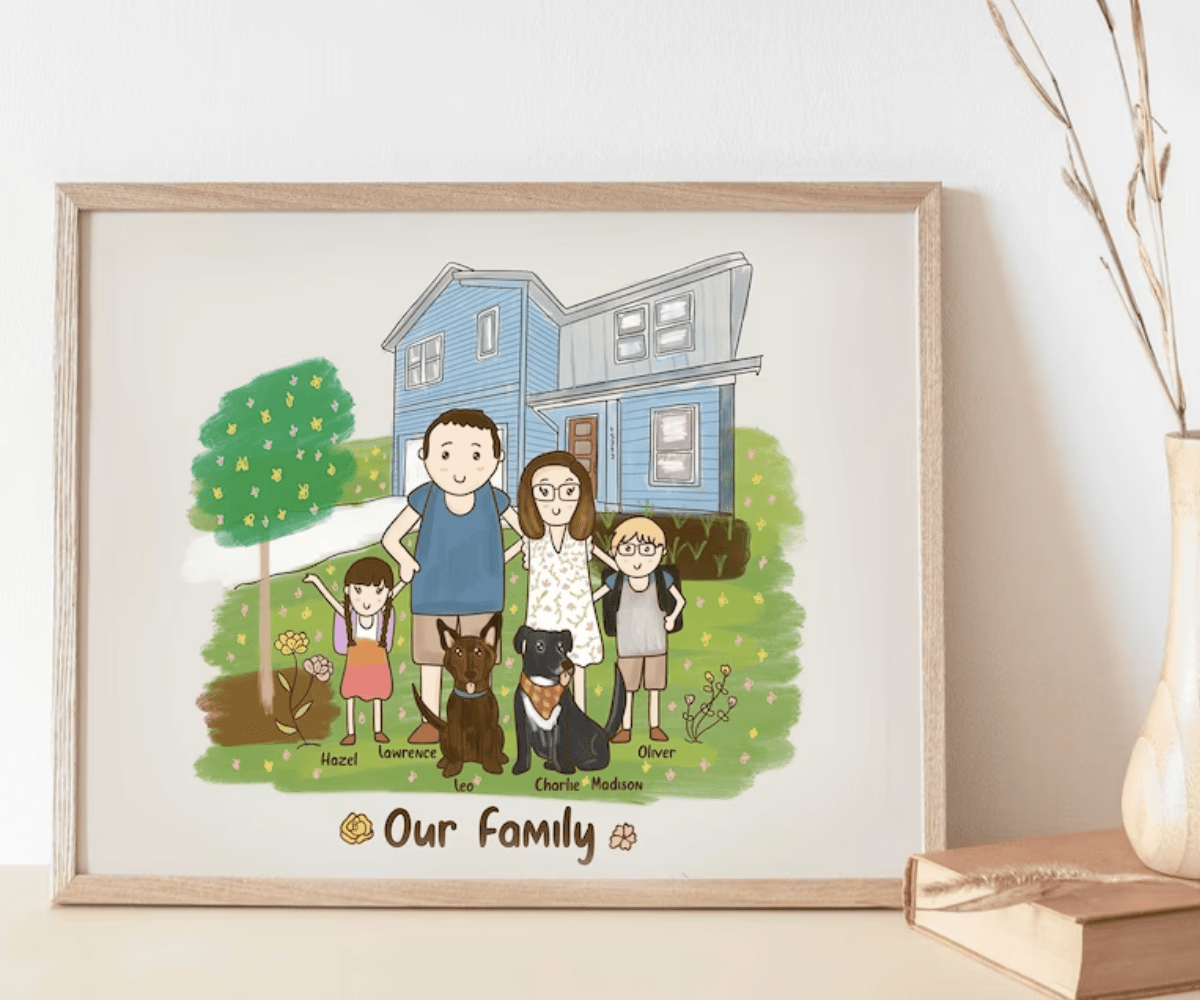 Aangepaste illustratie familieportret