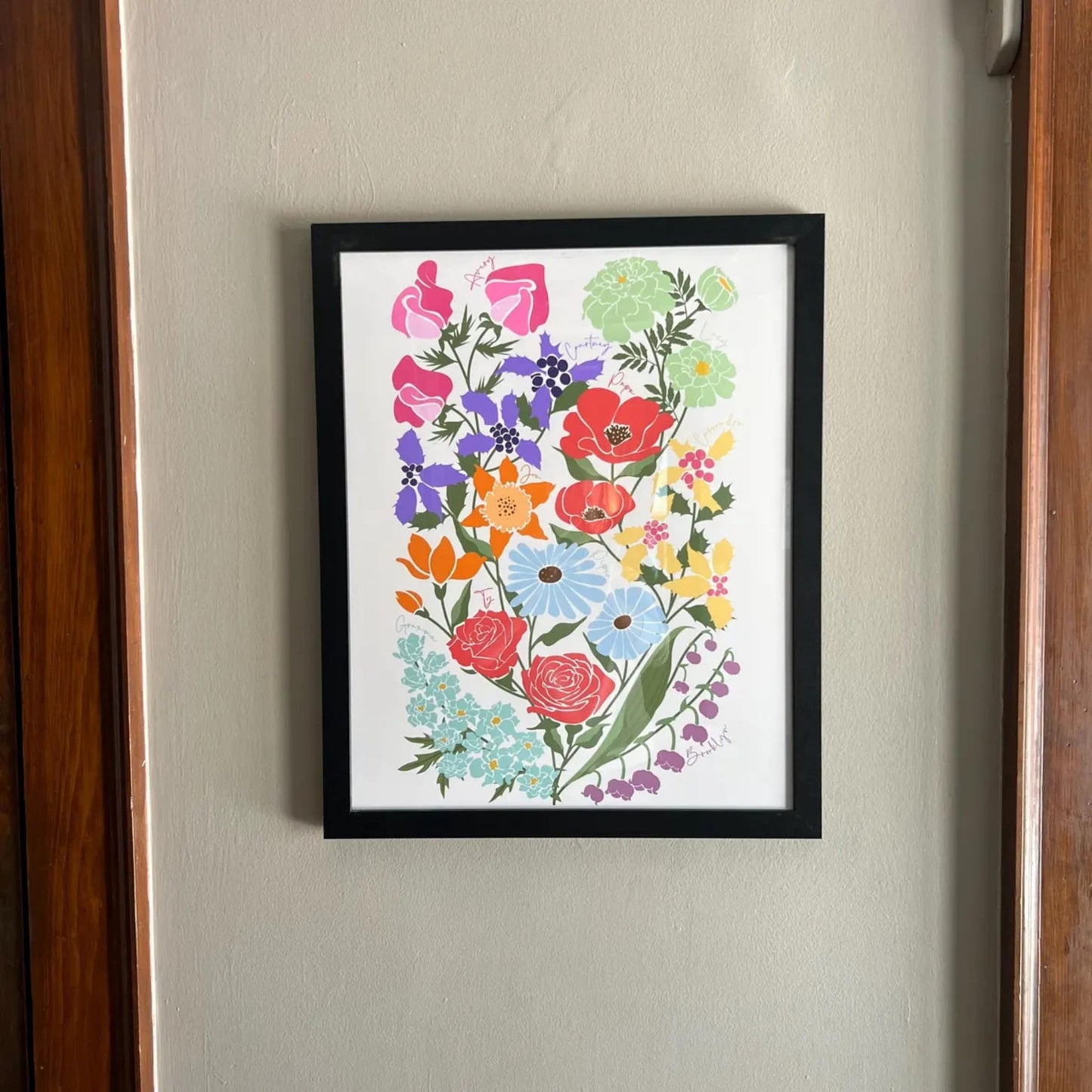 Jardín Familiar – Ilustración Personalizada con Flores de Nacimiento