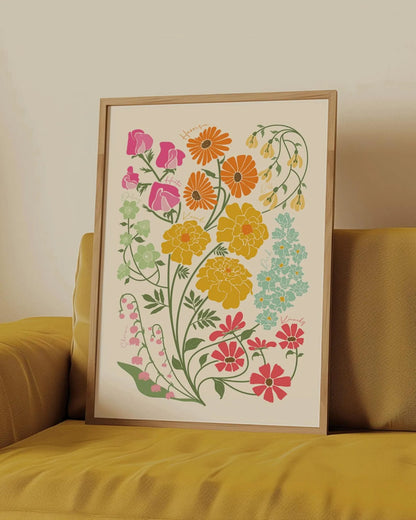 Jardín Familiar – Ilustración Personalizada con Flores de Nacimiento