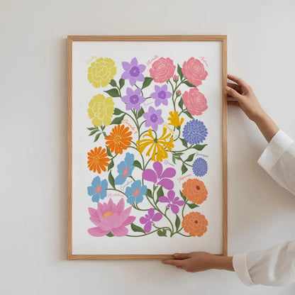 Jardín Familiar – Ilustración Personalizada con Flores de Nacimiento