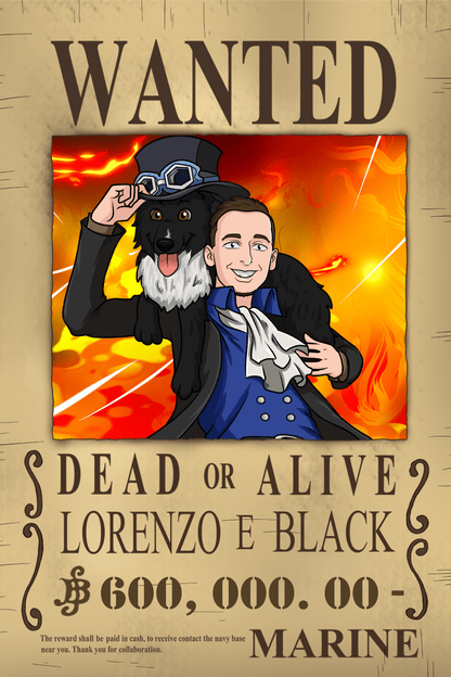 Ritratto Personalizzato: Manifesto Pirati Ricercati