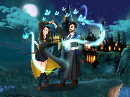 Ritratto di coppia personalizzato stile magia