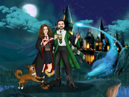 Ritratto di coppia personalizzato stile magia