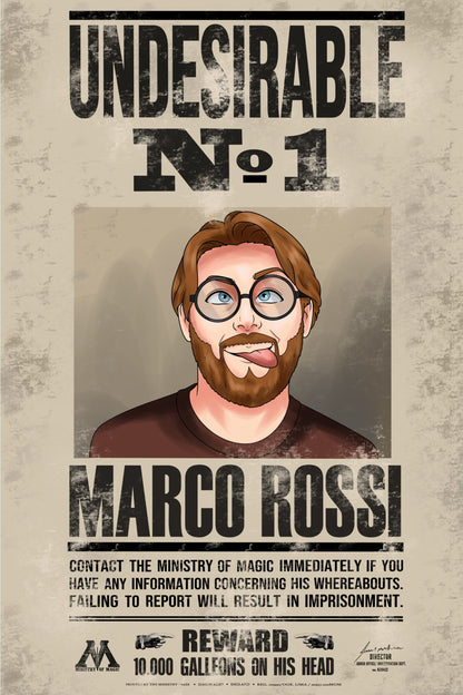 Spersonalizowany portret - Plakat poszukiwanego maga
