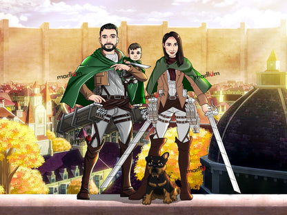 Ritratto Personalizzato Attacco dei Giganti