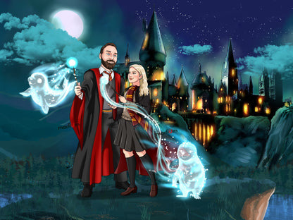 Ritratto di coppia personalizzato stile magia