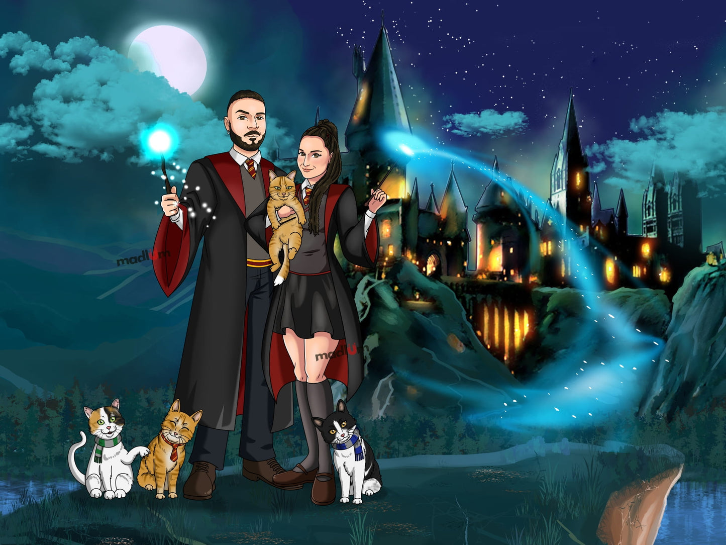 Ritratto di coppia personalizzato stile magia
